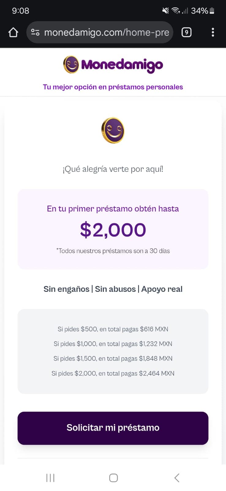 Monedamigo App Interface 1